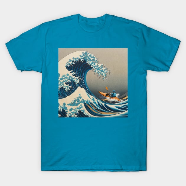 Kanagawa wave - Funny Kayaking Meme T-Shirt by Edd Paint Something